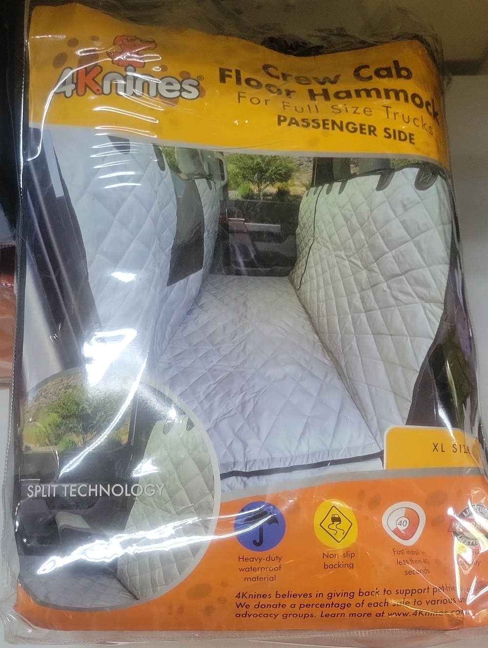 White Crew Cab Floor Hammock - Passenger Side